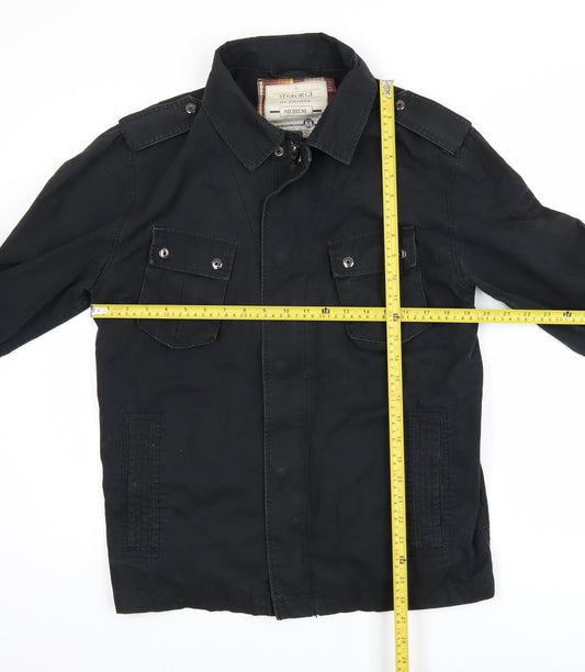 St George by Duffer Black Men's Medium Military Jacket