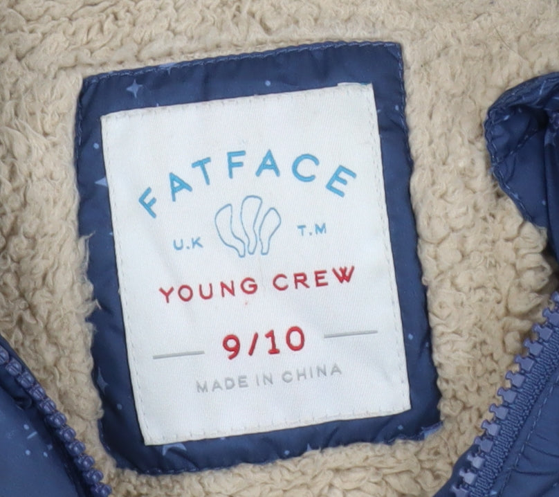 Additional view of FatFace Teens Blue Star Print Hooded Long Puffer Coat 9/10