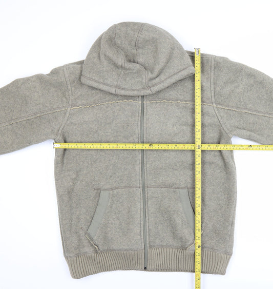 Marks and Spencer Blue Harbour Men's Grey Hooded Fleece Jacket L