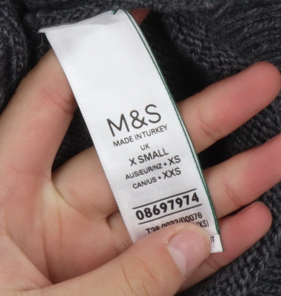 Additional view of Marks & Spencer Women’s Grey Roll Neck Cable-Knit Jumper XS