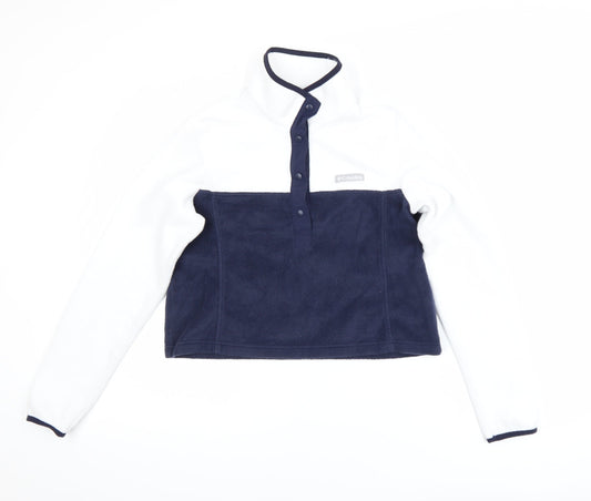 Additional front view of Columbia Women’s Navy & White Fleece Henley Pullover Sweatshirt S