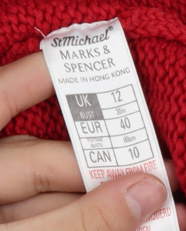 Additional view of Marks & Spencer Women’s Red Cotton Roll Neck Jumper, size UK 12
