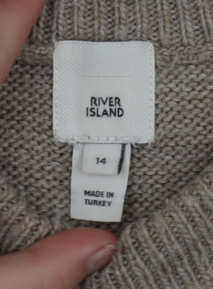 Additional view of River Island Women Beige Cable-Knit Jumper, size 14