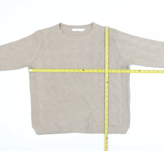 Isle Women's Beige Cable-Knit Acrylic Jumper Size 18-20 L