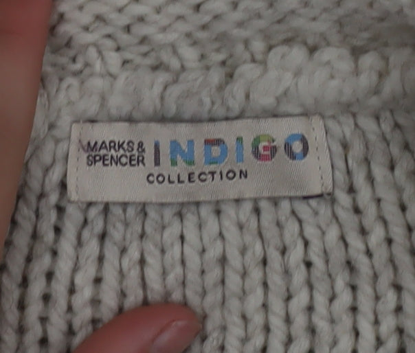 Marks and Spencer Women Beige Knit Jumper UK 12 Wool Blend Casual