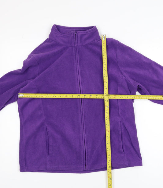 Back view of Marks and Spencer women’s purple fleece full zip jacket, size UK 18