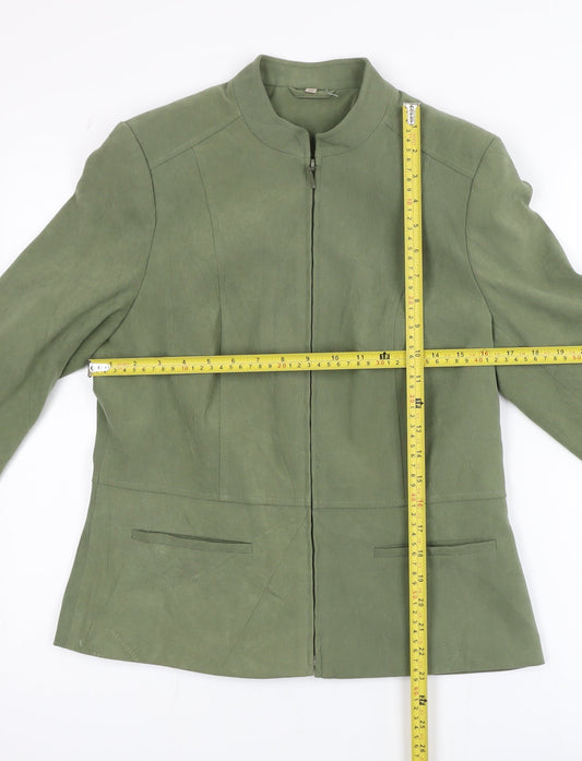 Style by EWM Womens Green Full Zip Lined Jacket Size 10
