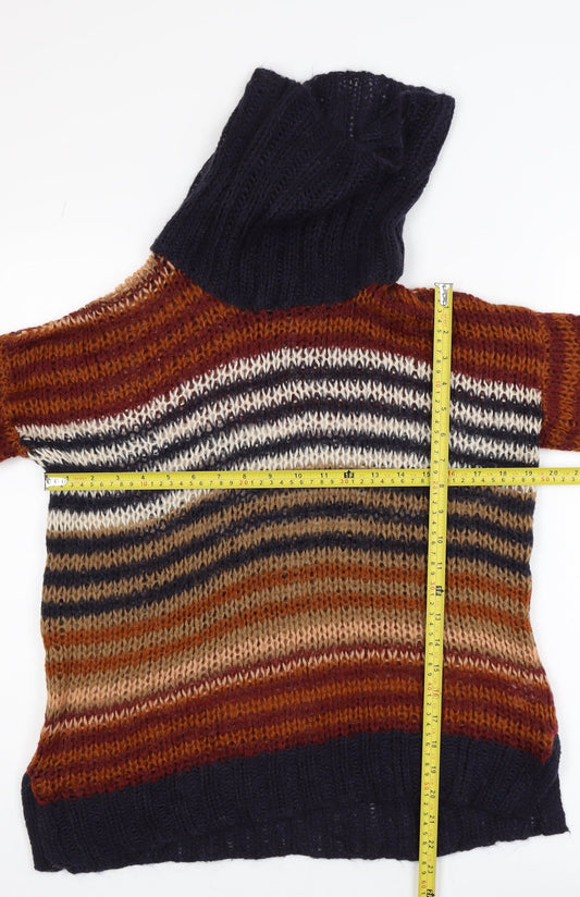Warehouse Women’s Multicoloured Roll Neck Chunky Knit Jumper UK 10