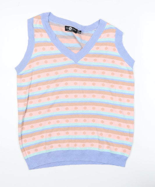 Daisy Street Womens Multicoloured Striped Knit V-Neck Tank Top Size 8