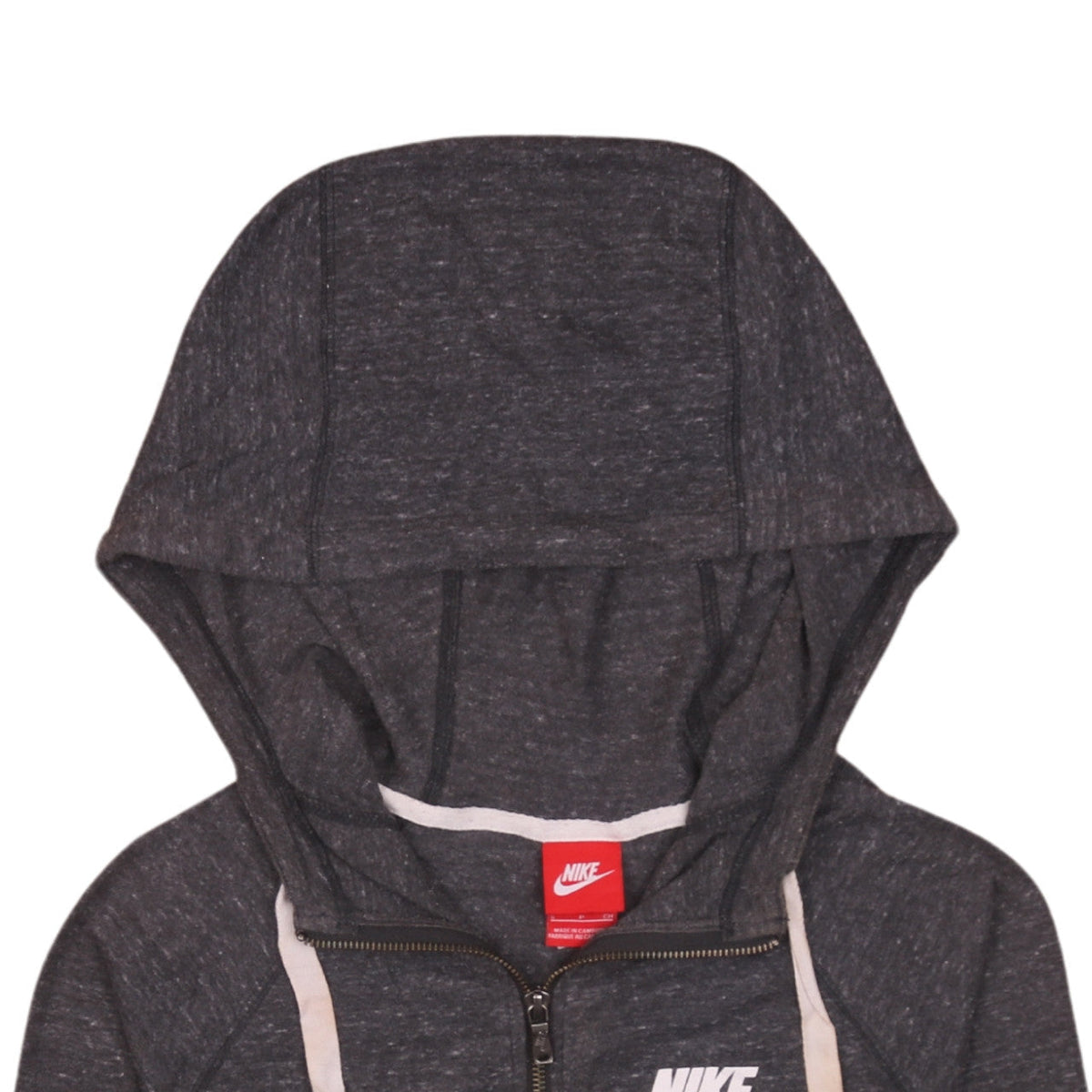Brand and care label for Nike Women’s Grey Full Zip Hoodie Small Just Do It Logo Sweatshirt