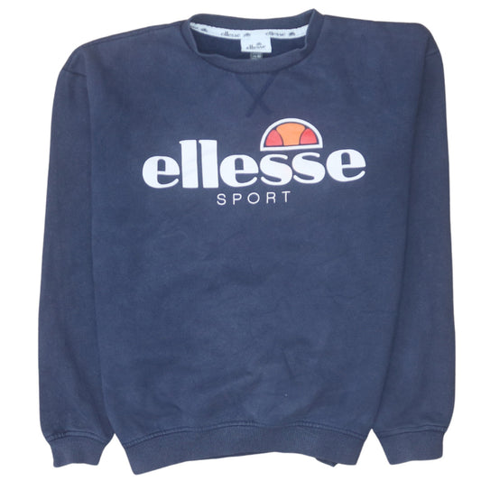 Additional front view of Ellesse Women Navy Blue Crew Neck Pullover Sweatshirt UK 10