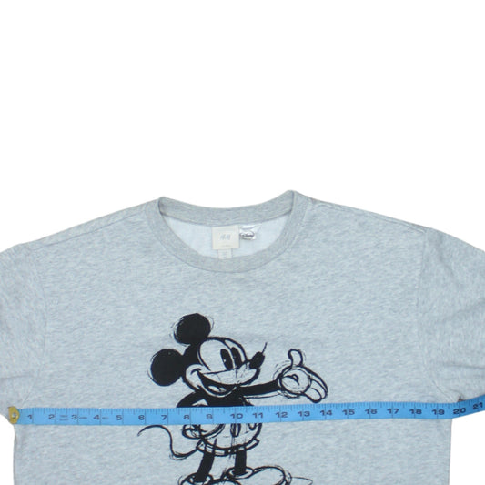 H&M L.O.G.G. Womens Grey Mickey Mouse Sweatshirt XS Cotton Blend