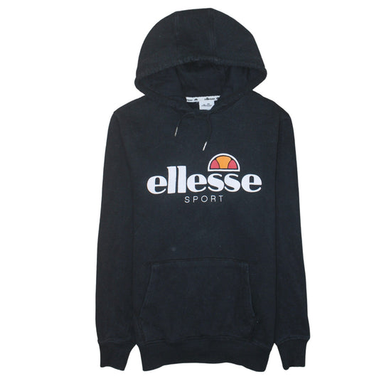 Additional front view of Ellesse Women Black UK 10 Pullover Hoodie Sport Logo Sweatshirt