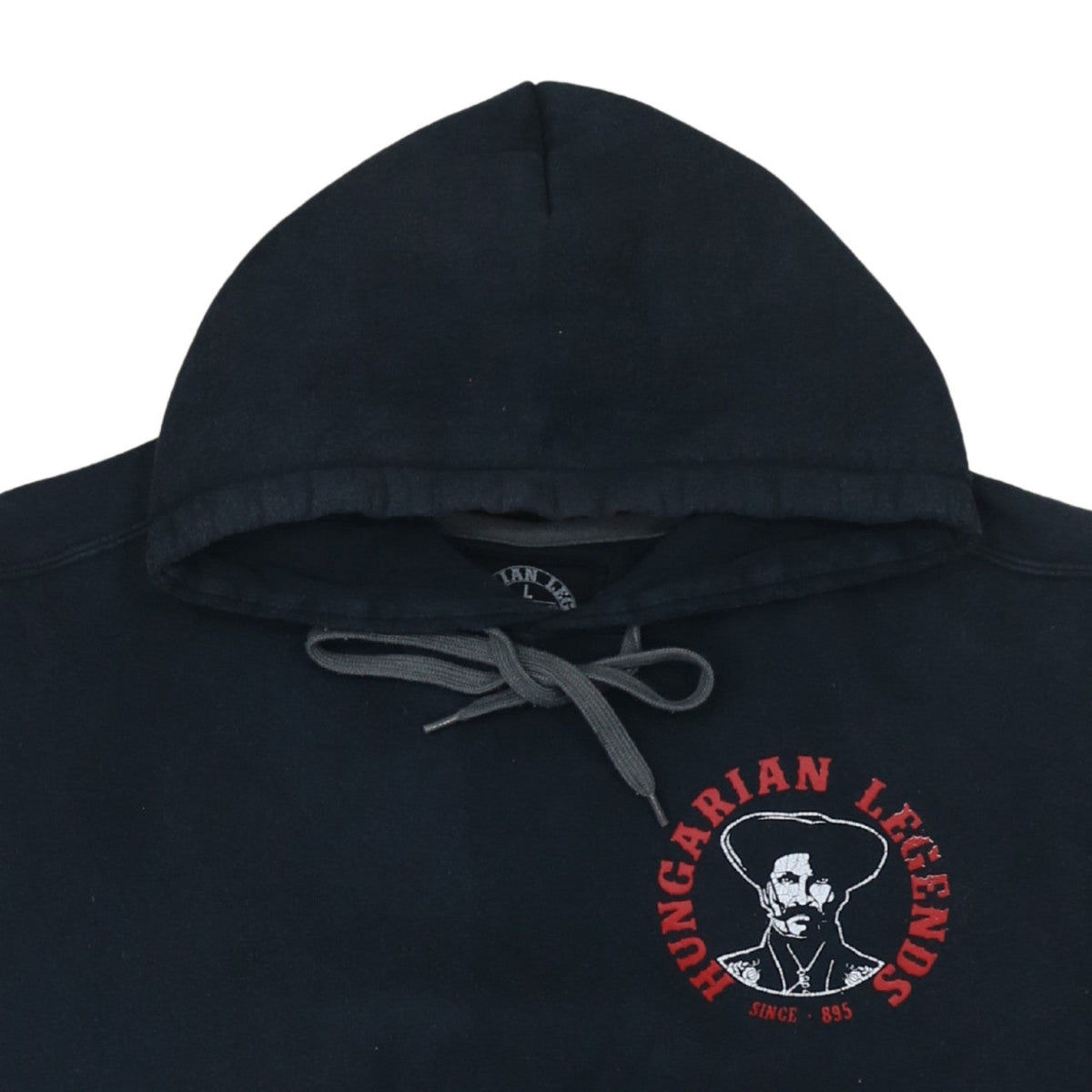 Additional view of Hungarian Legends Men's Black Cotton Pullover Hoodie L Graphic Print