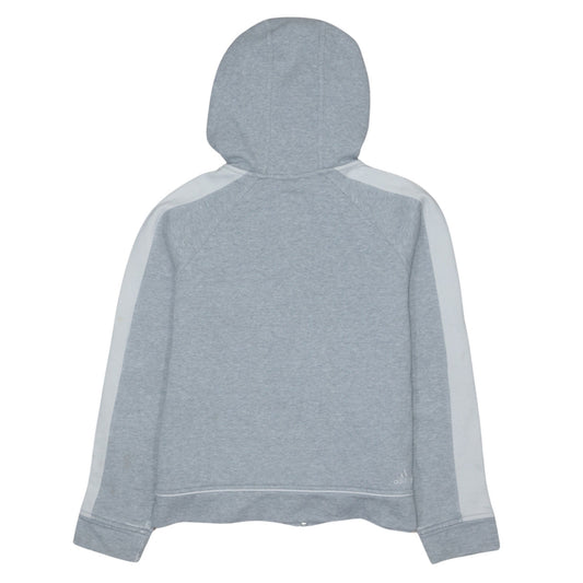Adidas Women Grey Full Zip Hoodie Size 14 Logo Pullover Sweatshirt