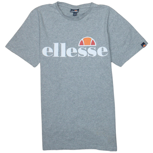 Additional front view of Ellesse women’s grey logo basic t-shirt uk 8 short sleeve cotton