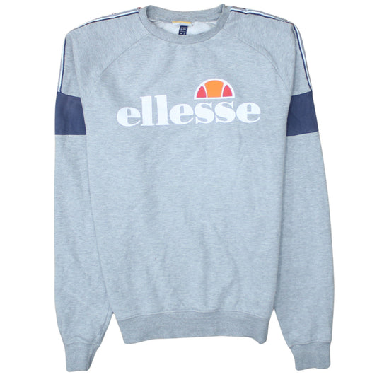 Additional front view of Ellesse Women Grey Logo Pullover Sweatshirt UK 6 Cotton Blend