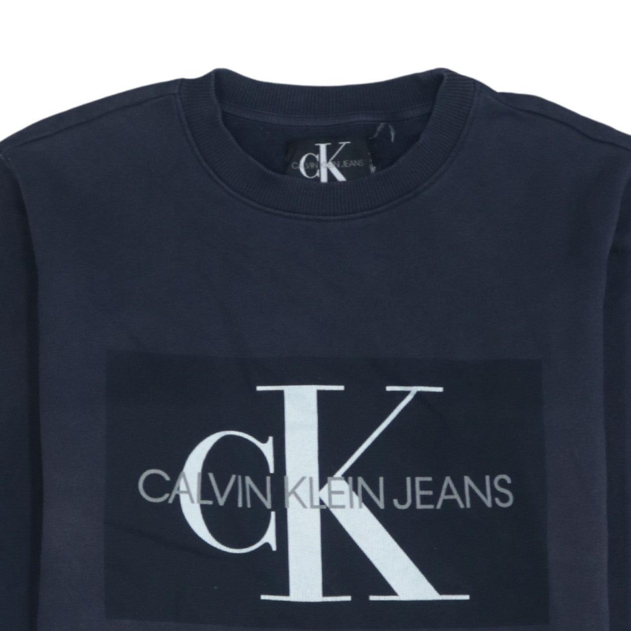 Additional view of Calvin Klein Jeans Men's Blue Logo Crew Neck Cotton Sweatshirt M