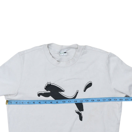 Puma Men’s White Small Pullover Sweatshirt Crew Neck Graphic