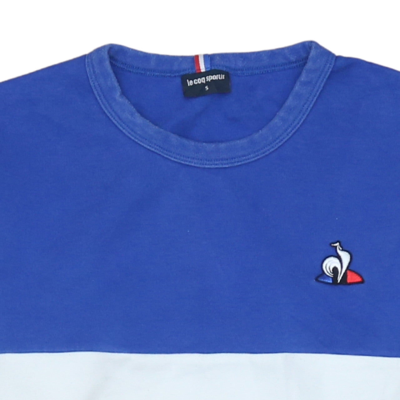 Le Coq Sportif Men's Blue White Crew Neck Logo Sweatshirt Size S