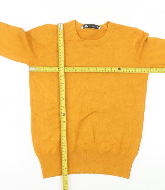 Zara Women’s Yellow Crew Neck Long Sleeve Pullover Jumper Size 8
