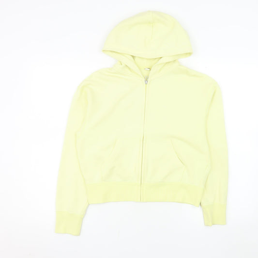 Uniqlo Women Yellow Hooded Full Zip Cotton Jacket M