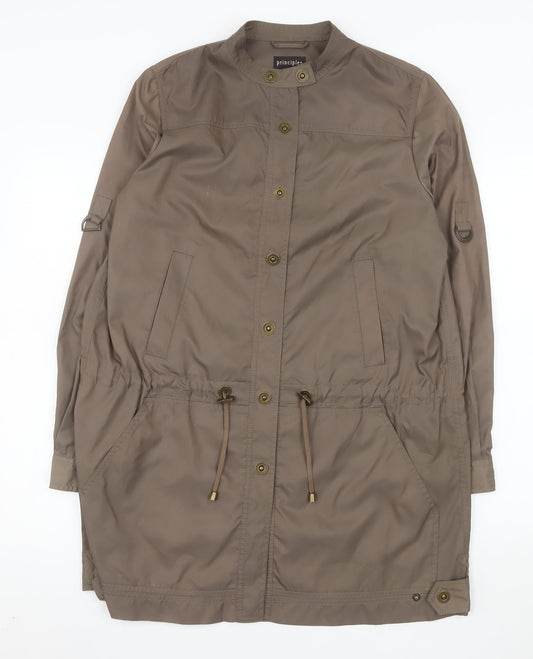 Principles Womens Brown Long Parka Coat Size 12 Lightweight