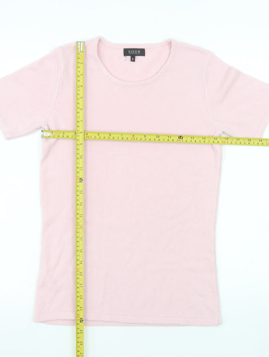 Soon Women's Pink Short Sleeve Acrylic Knit T-Shirt Size 8
