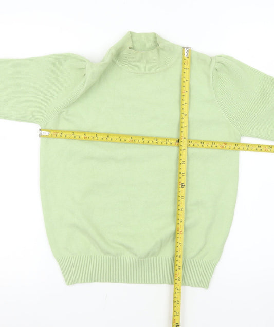 LUC-CE Women Green Mock Neck Long Sleeve Pullover Jumper M