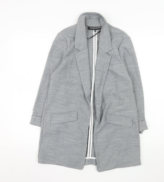 Additional front view of Warehouse Women Grey Long Single Breasted Suit Jacket UK 12