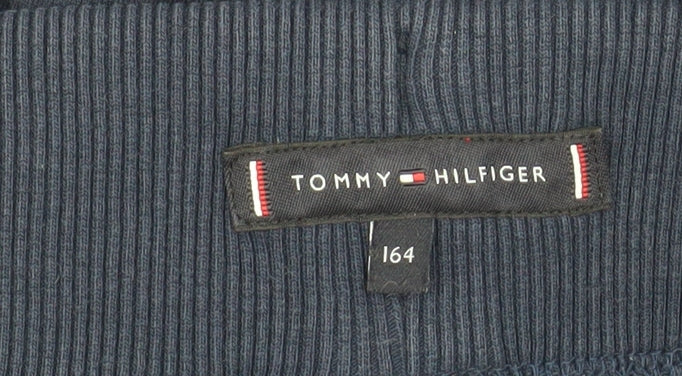 Additional view of Tommy Hilfiger boys’ blue jogger trousers, size 164, cotton blend fleece