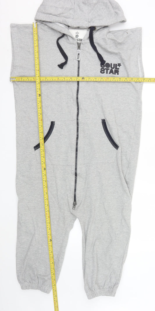 Soul Star Men's Grey Hooded Zip Sweatpants L Regular Fit