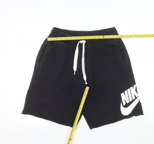 Nike Men's Black Cotton Sweat Shorts M Casual Drawstring Athletic