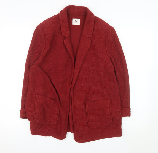 Additional front view of Tu Women Red Cotton Blend Textured Blazer, size 14, Classic Fit