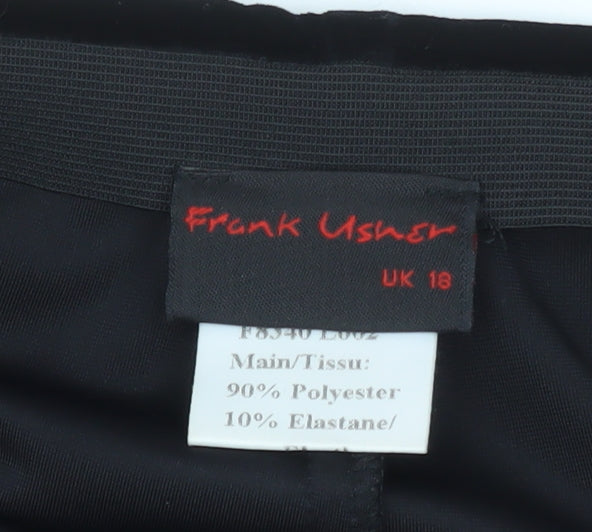 Frank Usher Womens Black Velvet Midi Pencil Skirt Size 18