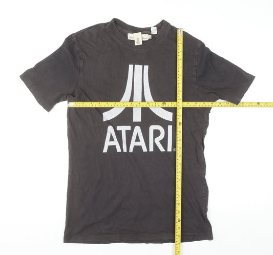 Atari Mens Black Graphic T-Shirt XS Cotton Retro Gaming Top