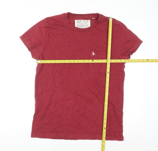 Jack Wills Men's Red Cotton Crew Neck Short Sleeve T-Shirt Size L