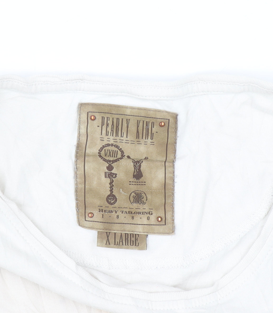 Additional view of Pearly King Men's White XL Graphic Art Print Crew Neck T-Shirt