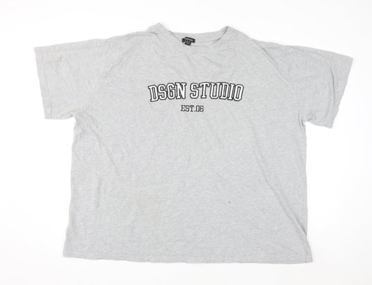 Additional front view of Boohoo Women’s Grey Crew Neck Relaxed Fit T-Shirt, size UK 20