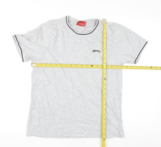 Slazenger Men's Grey Small Crew Neck Short Sleeve Cotton T-Shirt