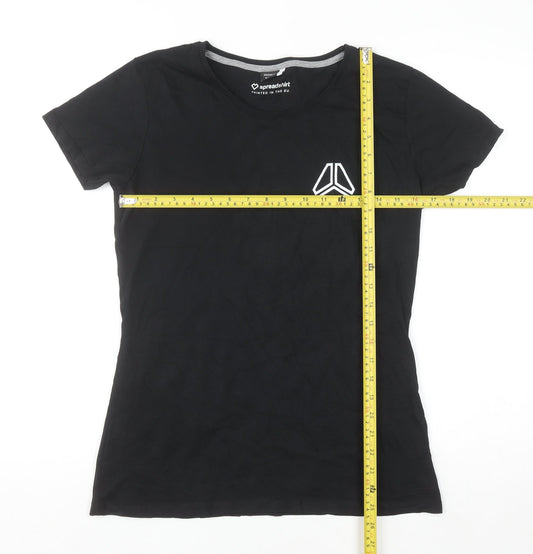 Spreadshirt Women Black Cotton Crew Neck Basic Short Sleeve T-Shirt M
