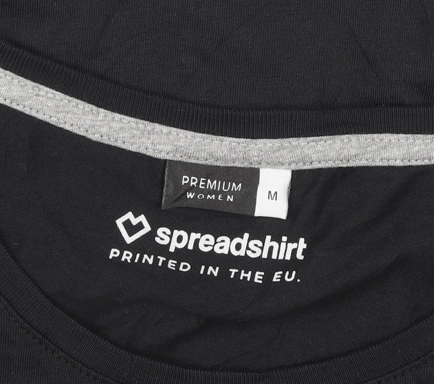 Additional view of Spreadshirt Women Black Cotton Crew Neck Basic Short Sleeve T-Shirt M