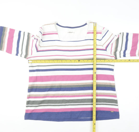 Dash Women’s Multicoloured Striped Long Sleeve Cotton Blend T-Shirt Size 18
