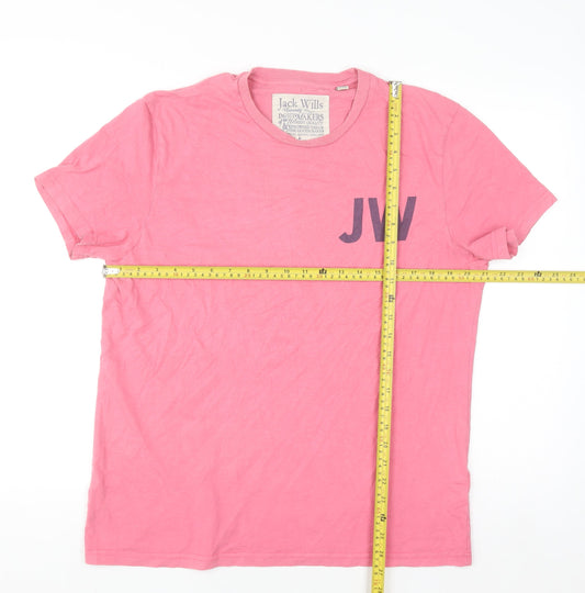Jack Wills Women's Pink Crew Neck Short Sleeve T-Shirt Size L