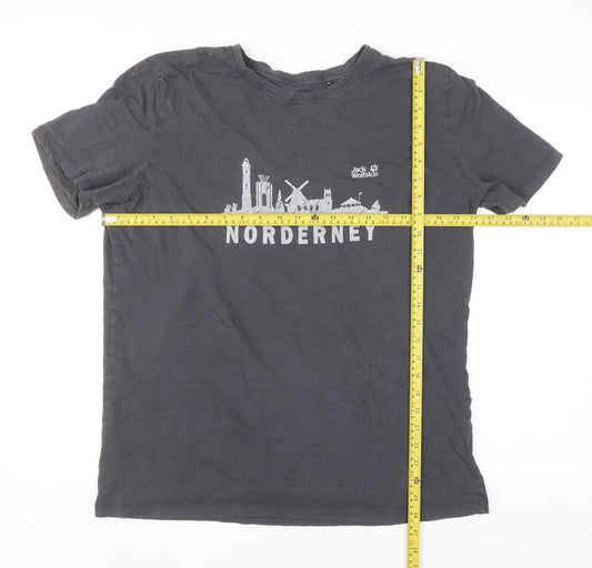 Jack Wolfskin Men's Grey XL Norderney Graphic Cotton T-Shirt