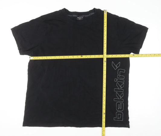 Bekkin Men's Black XXL Crew Neck Cotton Graphic T-Shirt