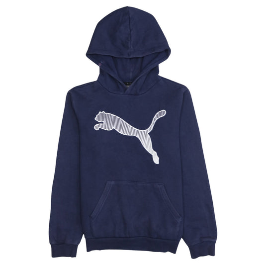 Puma Boys Blue Pullover Hoodie 12 Years Graphic Logo Fleece Sweatshirt