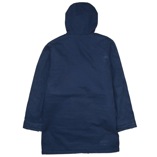 Nike Men's Blue Hooded Parka Coat Size L Full Zip Cotton Blend