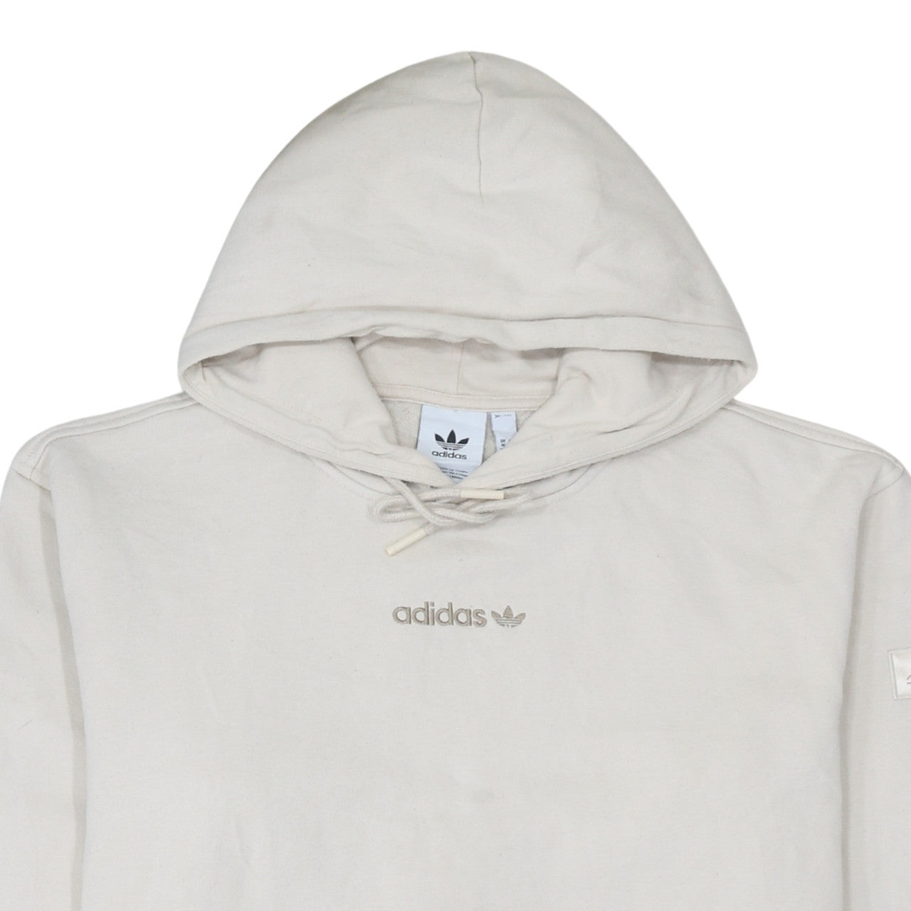 Additional view of Adidas Men's Beige Pullover Hoodie, size M, Logo Fleece Sweatshirt