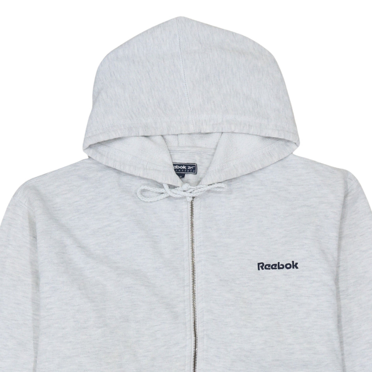 Additional view of Reebok women’s grey full zip hoodie, size UK 12, cotton essentials
